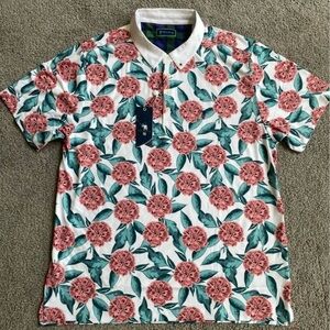 William Murray Golf Floral Button Down Shirt - Pink and Green